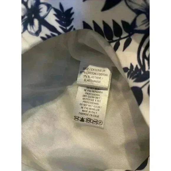 CAROLINA HERRERA Sleeveless Midi Dress 12 L Mock Neck Navy Floral Motif Damask - Picture 13 of 13